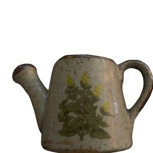 Vintage Takahashi Stoneware  Floral Mini Watering Can 3.25”